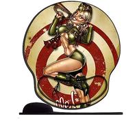 Tapis de Souris avec Repose Poignet Vintage Art Uniforme Militaire Fille Ergonomique Repose Poignet Gel avec Gel Antidérapant à Base de PU Tapis Souris Ergonomique Support Souris pour Bureau