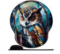 Tapis de souris avec support de poignet Motif chouette coloré Attrape-rêves (7) Tapis de souris ergonomique avec base antidérapante en gel de silicone pour ordinateur portable, bureau et maison