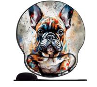 Tapis de souris avec support de poignet pour bébé bouledogue français (2) tapis de souris ergonomique avec gel de silicone confortable avec base antidérapante en polyuréthane pour ordinateur portable,