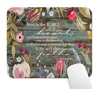 Tapis de souris avec versets de la Bible chrétienne, citations et proverbes 3-5, Trust in The Lord with All Your Heart Tapis de souris vintage Motif floral ancien