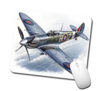 Tapis De Souris, Avion De Chasse Britannique Spitfire De La Seconde Guerre Mondiale Durable Mouse Pad Base en Caoutchouc Tapis De Gaming pour Bureau Claviers Pc 25X30cm