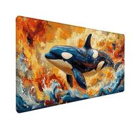 Tapis de Souris Baleine, OcéAn Sous Main Bureau 700x400x3mm, Tapis de Souris XXL Gaming avec Rubber Base, Accessoire Bureau, Mouse Pad avec Coutures sur Les Bords, Grand Clavier Pad, pour Gamer Y-1361