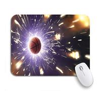 Tapis De Souris Ballon De Basket-Ball Abstrait Violet, Étincelles Ardentes en Action, Bleu Tapis De Souris Carré Résistant À Usure Tapis Souris, pour Ordinateur Portable, Maison, 25 x 30cm