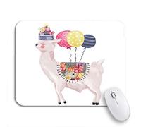 Tapis De Souris Ballons De Gâteau d'anniversaire en Forme D'Alpaga Et De Lama De Rêve À L'Aquarelle Tapis De Souris Antidérapant Moderne Tapis De Souris Carré, pour Ordinateur, Maison, 25 x 30cm