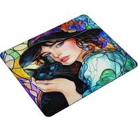 Tapis de Souris Beauté Chat, Tapis de Souris Gaming avec Bords Cousus, Base en Caoutchouc Antidérapante, Mousepad pour Ordinateur Portable, Bureau et Maison, Mousepad Imperméable 260x210x3mm S0-675