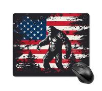 Tapis De Souris, Bigfoot Et Le Drapeau Américain Bords Cousus Mousepad Durable Tapis De Souris De Jeu pour Bureau Pc Joueurs 25X30cm