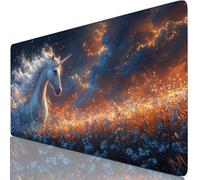 Tapis de Souris Blanc 1200x600x3mm sous Main Bureau avec Base Anti-Dérapage, Licorne Tapis de Souris Gamer Imperméable, Accessoire Bureau Antidérapant Surface Mouse Pad pour Maison, Ordinateur Y8-659