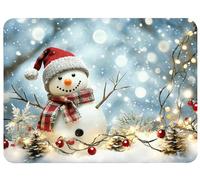 Tapis de Souris Blanc 200 x 150 x 3mm, Petit Compact Surface Lisse en Microfibre Tapis Souris Base en Caoutchouc Anti-Dérapant Silencieux pour Gaming, Travail, Home Office (Bonhomme de neige),Model670