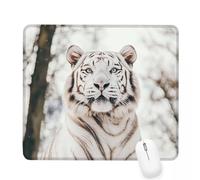 Tapis de Souris Blanc,360x300x3mm Tapis de Souris Gamer Animal Mousepad,ase en Caoutchouc Imperméable et Antidérapante,Carré Cabine Mouse Pad avec Bords Surpiqués,pour Bureau Décoration Cadeaux J-514