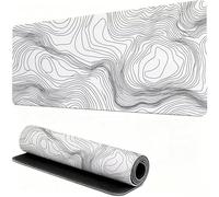 Tapis de Souris Blanc 600x300x4mm sous Main Bureau Doubler Grand Tapis de Souris Gamer avec Base en Caoutchouc Antidérapant, Bordures Cousues Durables, Mouse Pad pour Ordinateur, PC, Accessoire W6-76