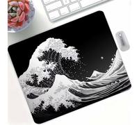 Tapis de Souris Blanc Flots, Mini Tapis de Bureau Gaming, Antidérapant et Étanche avec Bords Cousus, Surface Lisse pour la Précision, pour Souris sans Fil PC Bureau Maison Jeux 320 x 260 x 3mm d0d-50