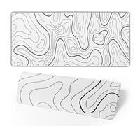 Tapis de Souris Blanc Grand XL Pour Bureau - Topographique, de Jeu Étendu Noir et Blanc