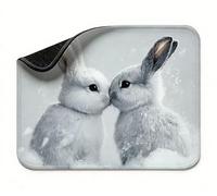Tapis de Souris Blanc Lapin Tapis de Souris Gamer, Mouse Pad Petit 300 x 250 x 3 mm, Bureau avec Bords Cousus, Surface Spéciale Texturée Résistant à Usure, Base en Caoutchouc Antidérapante t0s-847