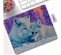 Tapis de Souris Blanc Loup, Mini Tapis de Bureau Gaming, Antidérapant et Étanche avec Bords Cousus, Surface Lisse pour la Précision, pour Souris sans Fil PC Bureau Maison Jeux 400 x 300 x 3mm d0d-242