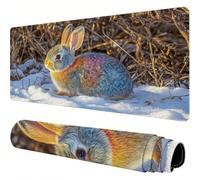 Tapis De Souris Blanc Mouse Pad XXL 800x400x3mm, Lapin Tapis Souris Gamer, Caoutchouc Antidé Rapante Lavable Approprié, Bords Surpiquás Tapis de Bureau pour Maison/Bureau Decoration, Cadeau J1-165