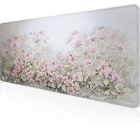 Tapis De Souris Blanc,Sous Main Bureau Fleur Tapis De Souris XXL Gaming 800x400x3mm Protege Bureau Avec Base AntidéRapante,Durable Et ImperméAble Tissu Texturé En Microtissu AméLiore PréCision Y1-176