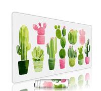 Tapis de Souris Blanc sous Main Bureau Tapis de Souris Gaming XXL 1400x600x3mm Mouse Pad Caoutchouc Cactus Grand sous Main Gamer Accessoires PC Imperméable, pour Clavier Ordinateur Portable w-6444