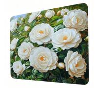 Tapis de Souris - Blanc, Tapis de Souris d'Ordinateur, Base Caoutchouc Anti-Dérapant, Glissement Facile, Résistant Eclaboussures, Durable, Portable sous Main Bureau Camélia - 230 x 180 x 3mm J0-27