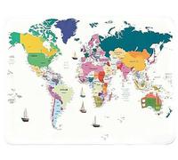 Tapis de Souris Blanc Tapis de Souris Gaming 250x210x3mm, Mouse Pad Jeux e-Sport, Glisse Fluide Contrôle Base en Caoutchouc Antidérapant pour Bureau, PC, Laptop, Amusant (Carte du Monde), Model153