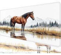 Tapis de Souris Blanc Tapis de Souris Gaming xxl 1200x600x3mm, Cheval Mouse Pad Imperméable et Antidérapant les Bords à Double Couture Assurent Durabilité, Tandis Tissu Microfibre Cadeaux Homme N1-572