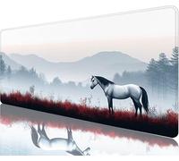 Tapis de Souris Blanc Tapis de Souris Gaming XXL 800x300x3mm, Cheval Mouse Pad Imperméable et Antidérapant Les Bords à Double Couture Assurent Durabilité, Tandis Tissu Microfibre Cadeaux Homme N1-574