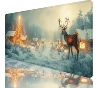 Tapis de Souris Blanc, Tapis de Souris XXL 1000x500x3mm, Extended sous Main Bureau avec Bords Cousus, Gaming Mouse Pad Améliore la Précision et Rapidité, pour Gamer, Ordinateur, ScèNe De Neige 7-6735
