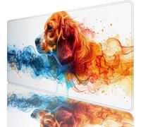 Tapis de Souris Blanc, Tapis de Souris XXL 1000x500x3mm, Extended sous Main Bureau avec Bords Cousus, Gaming Mouse Pad Améliore la Précision et Rapidité, pour Gamer, Ordinateur, Cadeau, Chien E-8731