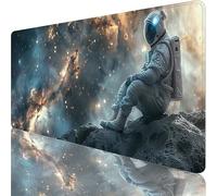 Tapis de Souris Blanc, Tapis de Souris XXL 1200x600x3mm, Extended sous Main Bureau avec Bords Cousus, Gaming Mouse Pad Améliore la Précision et Rapidité, pour Gamer, Ordinateur, Astronaute 8-9442