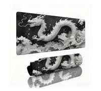 Tapis de Souris Blanc Tapis de Souris XXL Dragon Mouse Pad 1000x500x3mm, Base Caoutchouc Anti-Dérapant, Améliore la Précision et la Vitesse, Texturée Résistant à Usure Lavable, Cadeaux Homme 0B-697