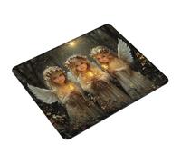 Tapis de Souris Blanc Tapis Souris Gaming Ange Mouse Pad avec Bords Cousus et Base en Caoutchouc Antidérapant, Petit Portable Mousepad pour Gamer, PC, Ordinateur Portable, Bureau 24 x 20 cm S0-395