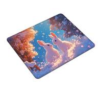 Tapis de Souris Blanc Tapis Souris Gaming Lapin Mouse Pad avec Bords Cousus et Base en Caoutchouc Antidérapant, Petit Portable Mousepad pour Gamer, PC, Ordinateur Portable, Bureau 40 x 30 cm S0-411