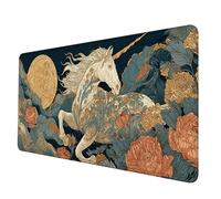 Tapis de Souris Blanc Tapis Souris XXL 120 x 60 cm, Imperméable Mousepad Licorne Motif Bords Cousus Conception Accessoire Bureau Base en Caoutchouc Antidérapant Surface pour Gamer, Bureau -hjw2506I8