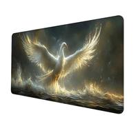Tapis de Souris Blanc Tapis Souris XXL 1200 x 600 mm, Imperméable Mousepad PhéNix Motif Bords Cousus Conception Accessoire Bureau Base en Caoutchouc Antidérapant Surface pour Gamer, Bureau -hjw2506NK