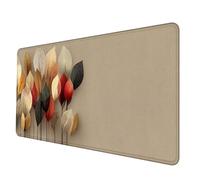 Tapis de Souris Blanc Tapis Souris XXL 700 x 300mm, Imperméable Mousepad Feuilles d'automne Motif Bords Cousus Conception Accessoire Bureau Base en Caoutchouc Antidérapant Surface pour Gamer -jw63H
