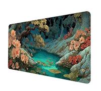 Tapis de Souris Blanc Tapis Souris XXL 700 x 300mm, Imperméable Mousepad Paysage Motif Bords Cousus Conception Accessoire Bureau Base en Caoutchouc Antidérapant Surface pour Gamer, Bureau -hjw250695