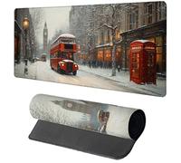 Tapis de Souris Blanc Tapis Souris XXL 700x300x3mm, Gamer Mouse Pad ScèNe De Neige avec Coutures sur Les Bords, Antidérapant Étanche Grand sous Main Bureau Gamer pour PC Gaming Accessoire C-9810