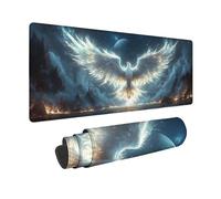 Tapis de Souris Blanc Tapis Souris XXL 800 x 300 mm, sous Main Bureau PhéNix Mouse Pad avec Bords Cousus, Imperméable Base en Caoutchouc Antidérapant Surface pour Bureau, Études, Gaming -zjn2509C3