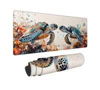 Tapis de Souris Blanc Tapis Souris XXL 800 x 300 mm, sous Main Bureau Tortues De Mer Mouse Pad avec Bords Cousus, Imperméable Base en Caoutchouc Antidérapant Surface pour Bureau, Gaming -zjn25093C