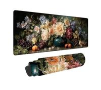 Tapis de Souris Blanc Tapis Souris XXL 800 x 400mm, sous Main Bureau Fleurs Mouse Pad avec Bords Cousus, Imperméable Base en Caoutchouc Antidérapant Surface pour Bureau, Études, Gaming -zjn25092C
