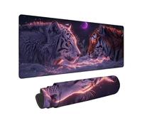 Tapis de Souris Blanc Tapis Souris XXL 80x30cm, sous Main Bureau Tigre Mouse Pad avec Bords Cousus, Imperméable Base en Caoutchouc Antidérapant Surface pour Bureau, Études, Gaming -zjn25095S8C7MY6