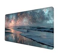 Tapis de Souris Blanc Tapis Souris XXL 900 x 300 mm, Imperméable Mousepad Ciel éToilé Motif Bords Cousus Conception Accessoire Bureau Base en Caoutchouc Antidérapant Surface pour Gamer -hjw2506VA