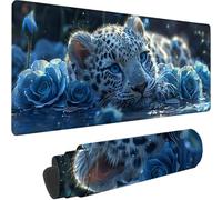 Tapis de Souris Bleu 1200 x 600 x 3 mm Grand Tapis de Souris XXL Gaming, Léopard Mouse Pad à Bords Cousus, Base en Caoutchouc Antidérapante sous Main Bureau pour Gamer, Ordinateur, PC, Decoration 8-5