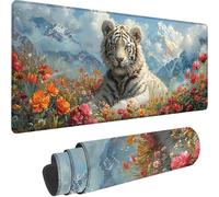 Tapis de Souris Bleu 1500x800x3 mm Grand Tapis de Souris XXL Gaming, Tigre Mouse Pad à Bords Cousus, Base en Caoutchouc Antidérapante Sous Main Bureau pour Gamer, Ordinateur, PC, Decoration Maison C-T