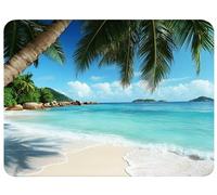 Tapis de Souris Bleu 22 x 18 cm, Plage Tapis de Souris Gaming Base Antidérapant Caoutchouc Coutures sur Les Bords Mousepad Précision et Vitesse Améliorées pour Ordinateur Maison Deco Bureau, Model554