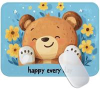 Tapis de Souris Bleu 30 x 25 cm, Tapis Souris Gaming Ours, Mouse Pad avec Base Anti-Dérapante en Caoutchouc, Améliore la Précision et la Vitesse, Petit Portable Mouse Pad pour Gamer, Bureau M3-962