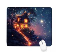 Tapis de Souris Bleu,340x280x3mm Tapis de Souris Gamer luciole Mousepad,ase en Caoutchouc Imperméable et Antidérapante,Carré Cabine Mouse Pad avec Bords Surpiqués,pour Bureau Décoration Cadeaux J-922