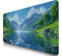 Tapis de Souris Bleu 520x250x3mm sous Main Bureau avec Base Anti-Dérapage Ciel Tapis de Souris Gamer Imperméable, Mouse Pad avec Coutures sur Les Bords, Accessoire Bureau pour Gamer, Cadeau F0-17