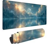 Tapis de Souris Bleu 600 x 400 x 3 mm Grand Tapis de Souris XXL Gaming, Lac Mouse Pad à Bords Cousus, Base en Caoutchouc Antidérapante Sous Main Bureau pour Gamer, Ordinateur, PC Decoration Maison 1-5