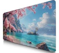 Tapis de Souris Bleu 600x400x3mm sous Main Bureau avec Base Anti-Dérapage Mer Tapis de Souris Gamer Imperméable, Mouse Pad avec Coutures sur Les Bords, Accessoire Bureau pour Gamer, Cadeau F0-1163