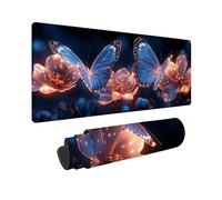 Tapis de Souris Bleu 700x300x3MM Tapis de Souris Gamer Papillon, Accessoire Bureau Travail Grand avec Base en Caoutchouc Antidérapant Surface, Gaming Accessoire Étanche pour Gamer, Portable -TL65S5